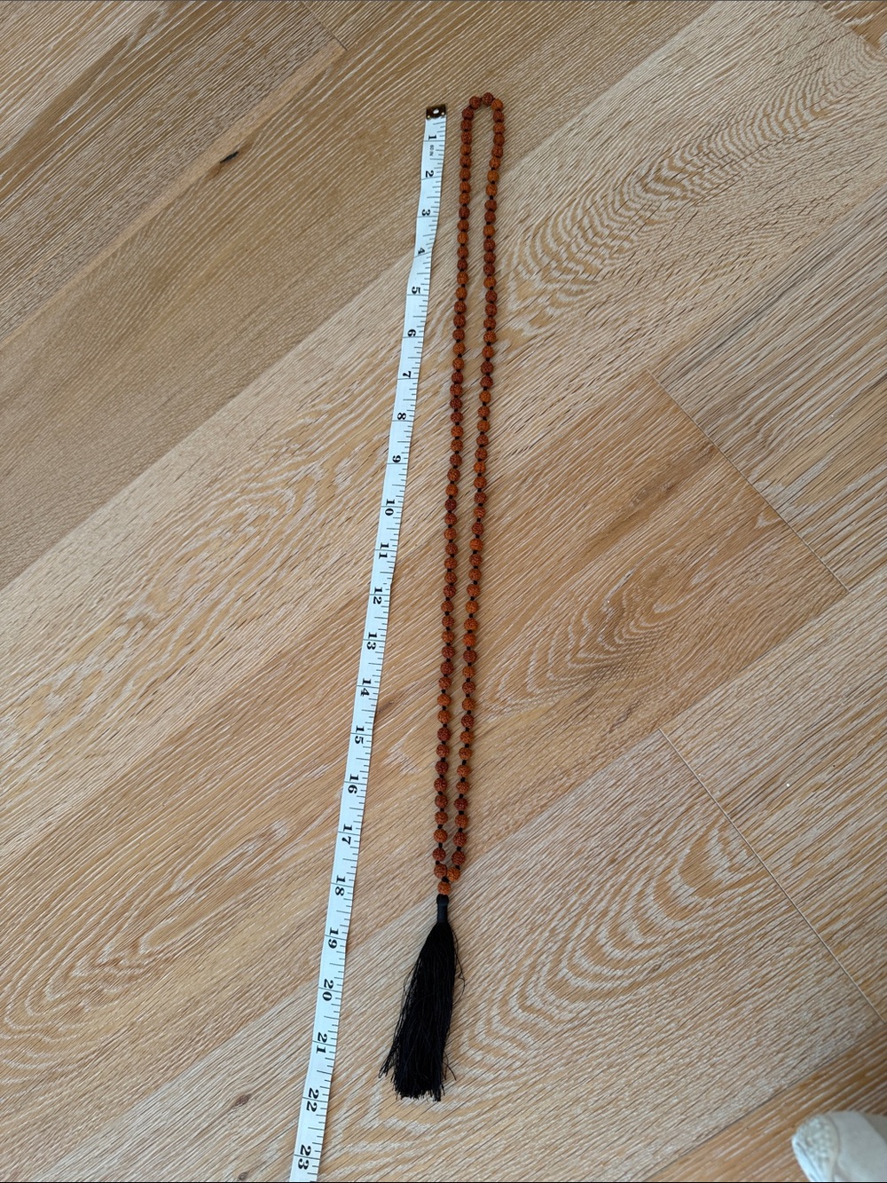 Beaded Tassel Mala Necklace in Brown and Black